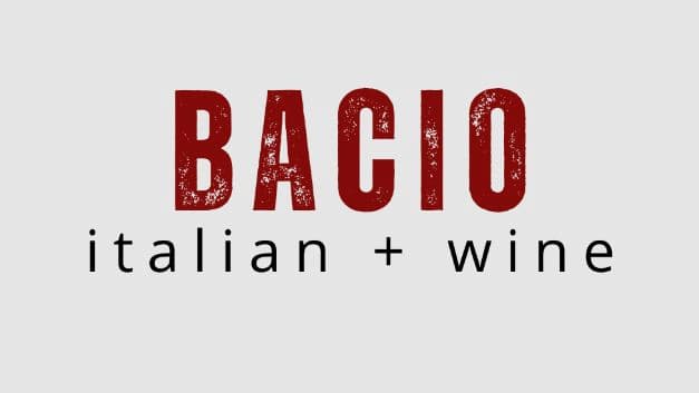 Bacio Logo with Italian and wine written under it.