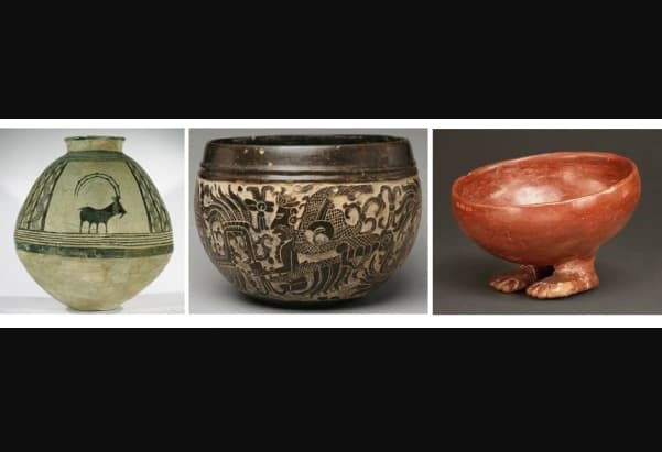three pots with symbols